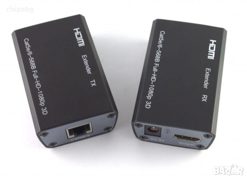 Удължител HDMI-CAT-HDMI 60M, черен, снимка 1