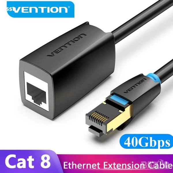 Vention удължителен кабел Cat.8 SSTP Extension Patch Cable 5M Black 40Gbps - IKHBJ, снимка 1