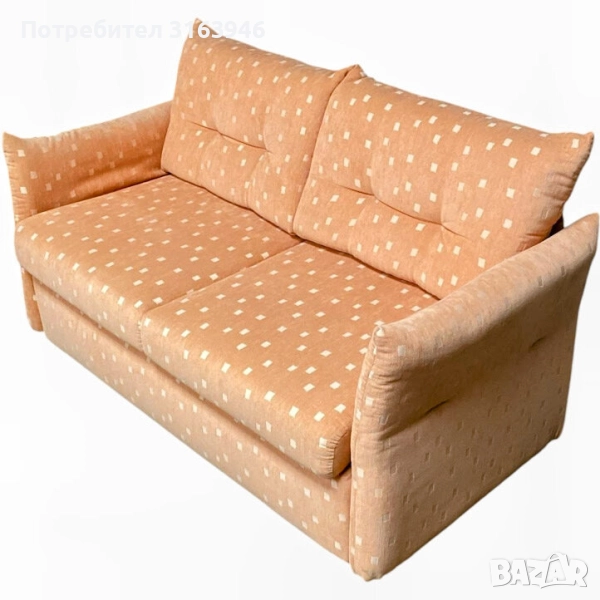 Разтегателен ретро диван в оранжев десен, снимка 1