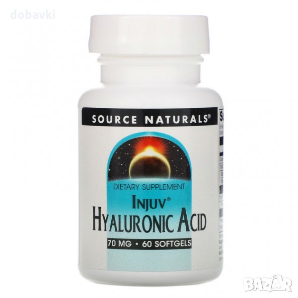 Хиалуронова киселина за пиене за кожа Source Naturals, Injuv, Hyaluronic Acid, 70 mg, 60 гел капсули, снимка 1