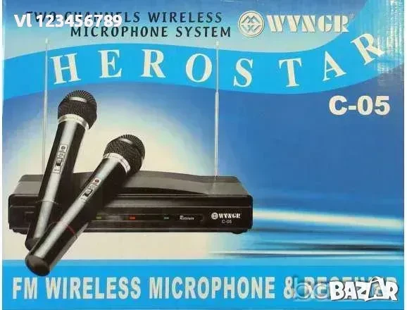 Два безжични микрофона с приемник Модел: RLAKY WM-306( различни търговски наименования на най-масови, снимка 1