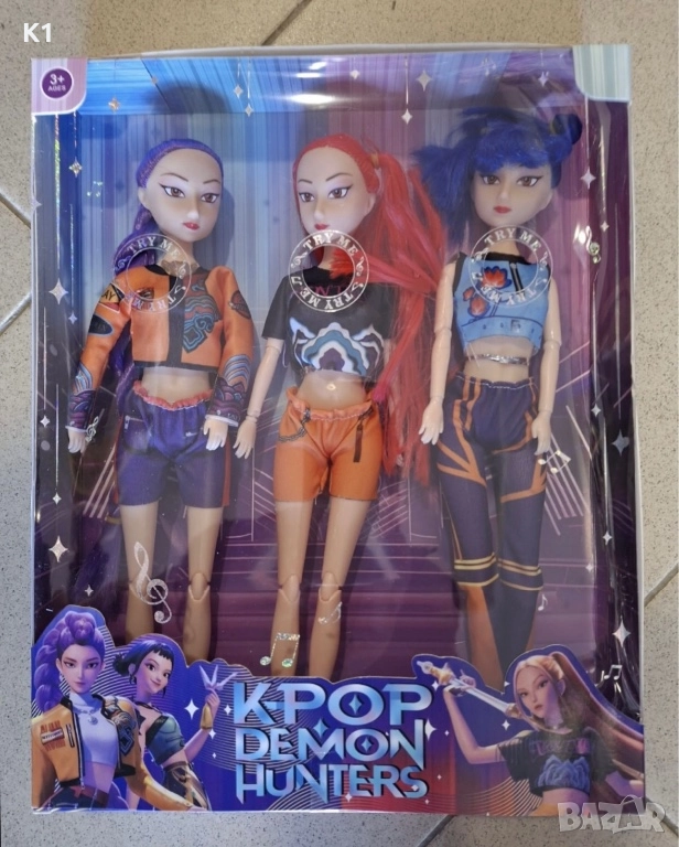ОРИГИНАЛНИ! Музикален комплект 3 кукли K-POP Demon Hunters Rumi/Zoey/Mira 30см, снимка 1