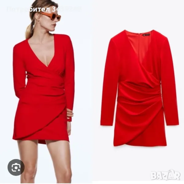 Zara червена мини рокля, размер S *нова*, снимка 1