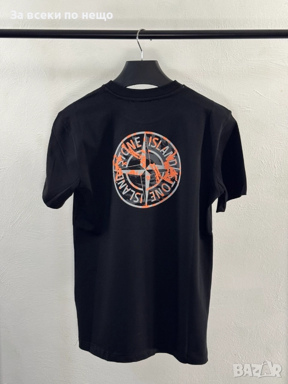 Stone Island Мъжка Черна Тениска С 3D Щампа Отпред И Отзад👕Мъжка Блуза С Къс Ръкав Код V.B.36, снимка 1