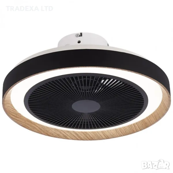 LED Вентилатор MARSHALL с дистанционно и APP, 44W LED+14W Мотор, Черен, Ф49 Lightex, снимка 1