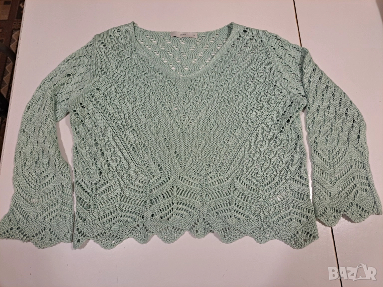 „Ментово утро“ – ажурен пуловер, XS, снимка 1