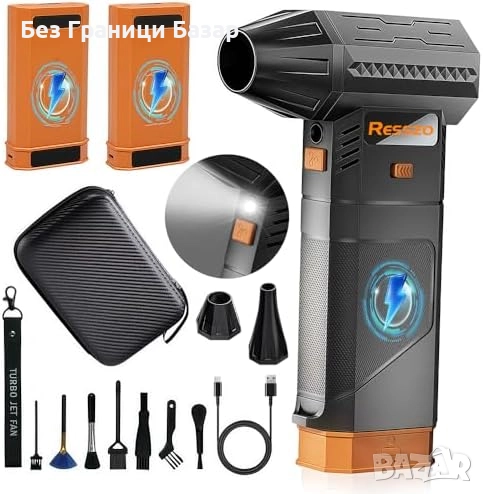 Нов Мощен електрически прахоиздухвач с двойна батерия и LED осветление, снимка 1