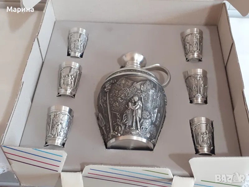 Комплект за ракия от калай Antik*Vintage  #85, снимка 1