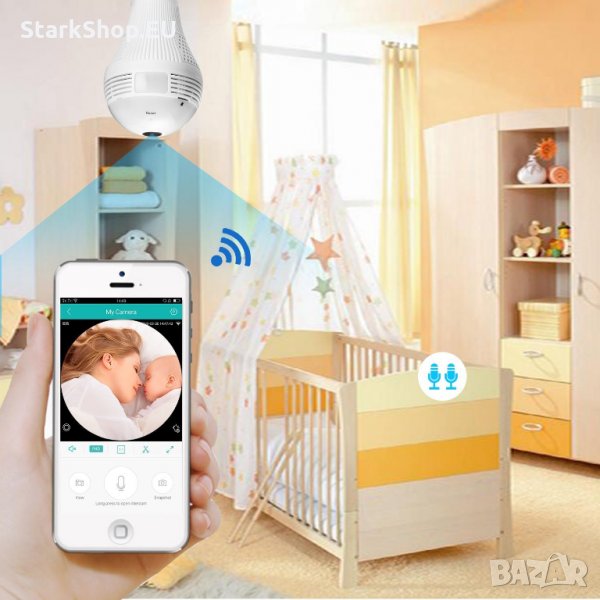 БЕБЕФОН крушка скрита безжична WiFi камера за видеонаблюдение на дете възрастни хора, снимка 1