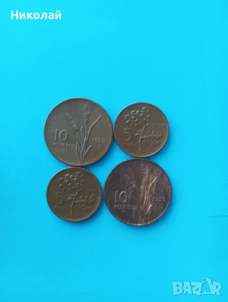 5 и 10 коруша 1958 и 1959 г. Турция , снимка 1
