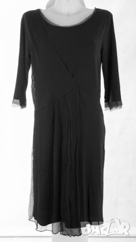 Черна елегантна рокля с воал - L/XL, снимка 2 - Рокли - 29018850