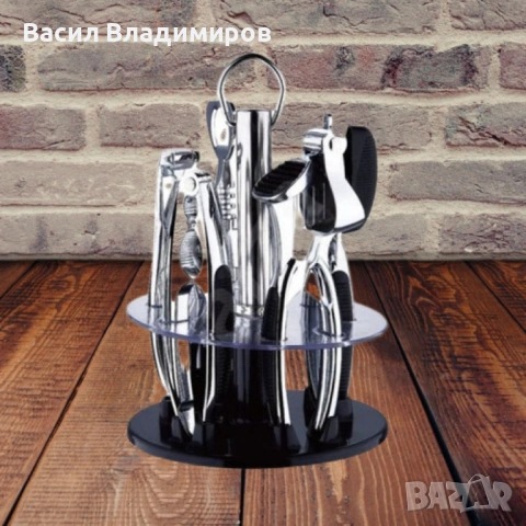 Кухненски комплект 6ч. Bohmann BH 7780, Преса чесън, Тирбушон, Орехотрошачка, Белачка, Отварачка кон