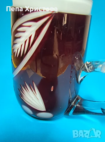 Халба от бохемски двуслоен кристалин, снимка 3 - Чаши - 51078695