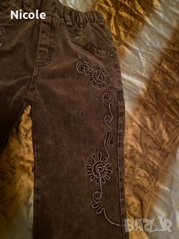 Джинси, подплатени в кафяв цвят и апликации размери: 128/122, снимка 6 - Детски панталони и дънки - 43435411