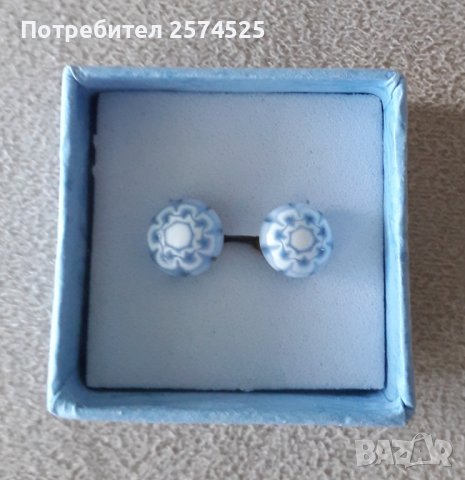 Италиански обеци от Венецианско стъкло Murano Millefiori, снимка 2 - Обеци - 44004222