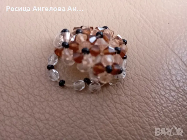 Автентичен ръчно изработен винтидж пръстен от мъниста , снимка 7 - Пръстени - 49794343