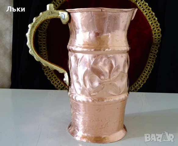 Медна кана,ръчно кована чиста червена мед Христопулос. 