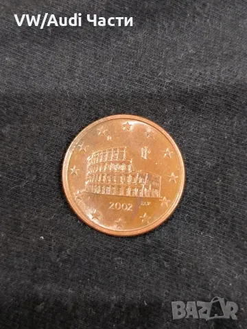 Монета 5 евро цента Италия 2002г.