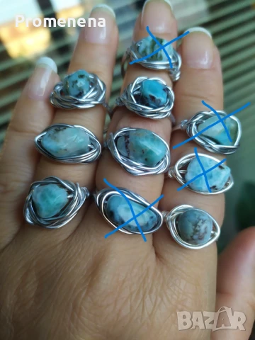 Комплект колие и пръстен от естествен Ларимар, снимка 9 - Колиета, медальони, синджири - 50701773