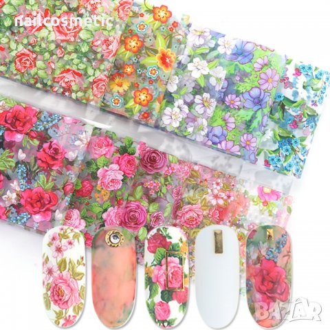 10 цвята комплект фолио за маникюр, снимка 8 - Продукти за маникюр - 28448595