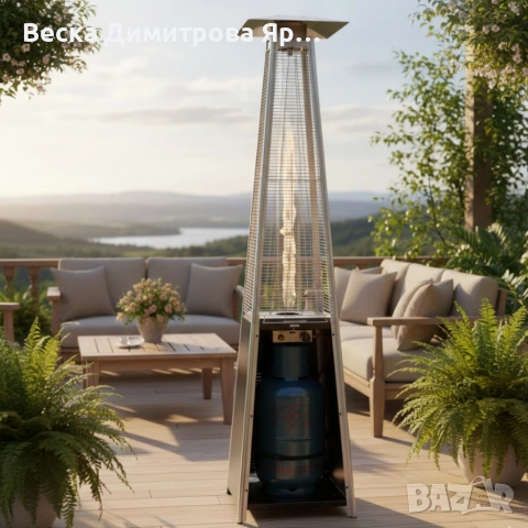Газов отоплител-чадър 13 kW, 227 см – външен газов отоплител с калъф и защити, снимка 2 - Отоплителни печки - 53087672