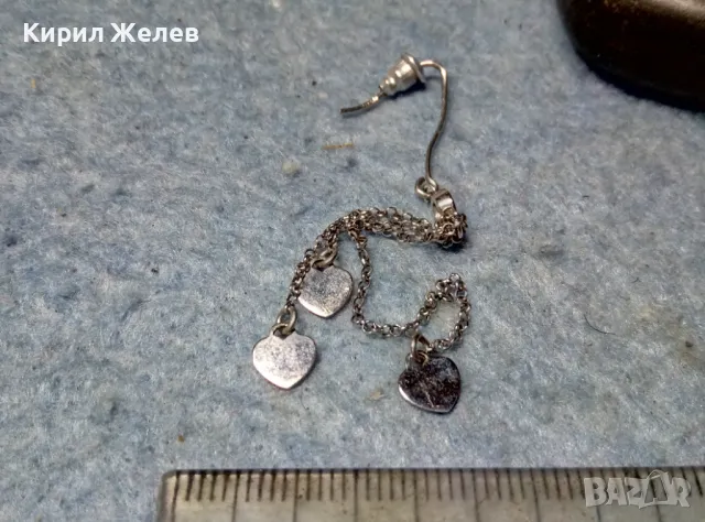 ЕФИРНА СРЕБЪРНА ОБИЦА със СЪРЧИЦА СРЕБРО 925 с БЯЛА ПОЗЛАТА и ФАСЕТИРАН БЛЕСТЯЩ ЦИРКОН ОБЕЦА 31782, снимка 2 - Обеци - 49001584