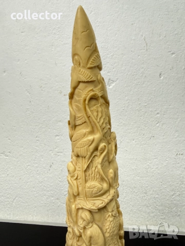 Декоративна гравирана бивна "дървото на живота" №7791, снимка 5 - Антикварни и старинни предмети - 52927260