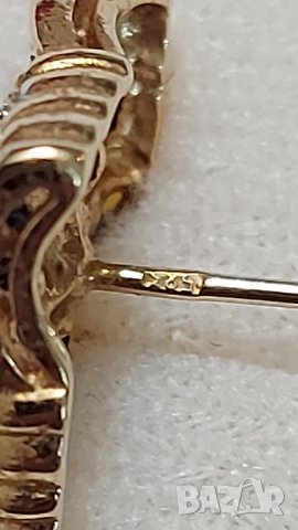                      Златни обеци със сапфири и брилянти, снимка 3 - Обеци - 43823063