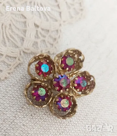 🌸🪷🌸 Брошка   обеци стъкло Яблонекс  Чехословакия, снимка 7 - Други - 47775911