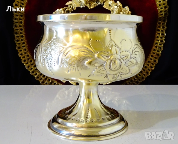 Приказен викториански бронзов бокал за вино 600 мл. , снимка 2 - Антикварни и старинни предмети - 52515171