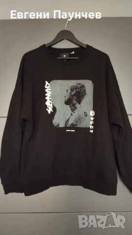 H&M x Justin Bieber ватирана фланелка размер L в черно Sweatshirt Chamges суичър 