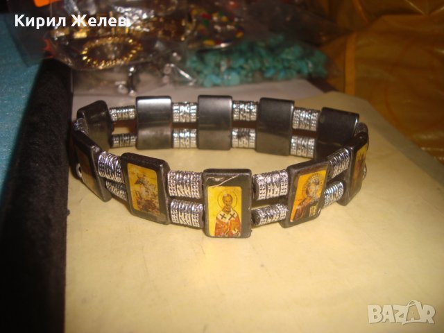 РЕЛИГИОЗНА СРЕБРИСТА МАГНИТНА АРТ ГРИВНА с ПРАВОСЛАВНИ ИКОНКИ от КАМЪК МАГНЕТИТ 26676, снимка 12 - Гривни - 34806172