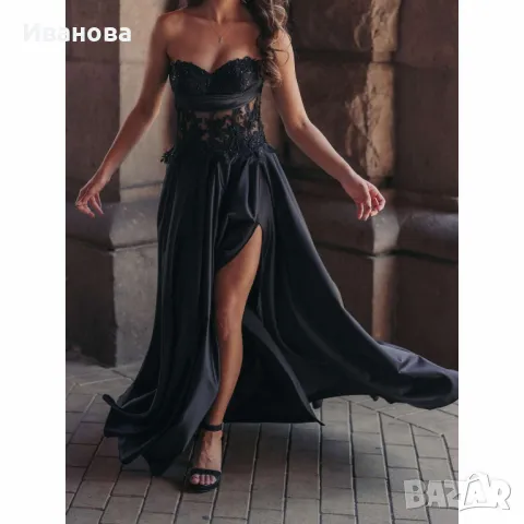 Черна абитуриентска рокля. Корсет. Бюстие. Бална , снимка 6 - Рокли - 48606092