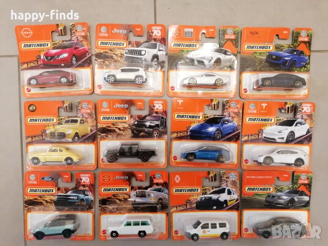 Matchbox Tesla Model Y бяла и синя, 2012 BMW 3 Series Touring, 2021 Cadillac CT5-V, Renault Kangoo, 