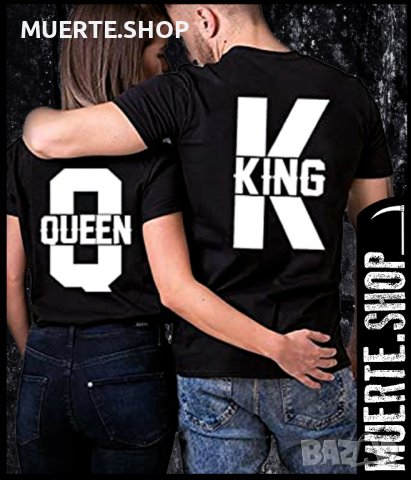 Комплект за двойки KING K AND QUEEN Q с щампа, снимка 1 - Тениски - 44017111