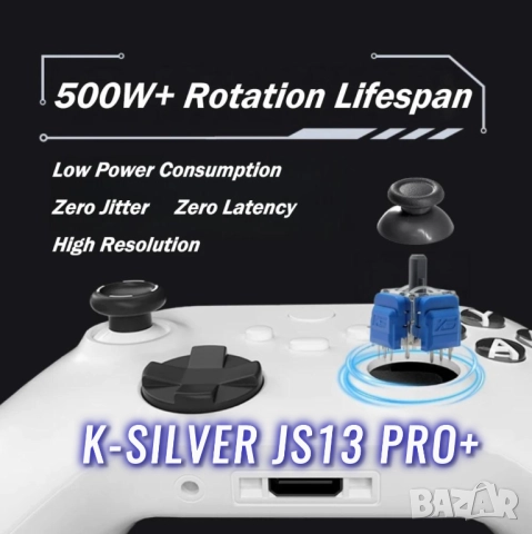 K-SILVER JS13 PRO+ TMR комплект аналогови стикове за PS4, PS5, PS5 Edge, снимка 4 - Аксесоари - 52963280