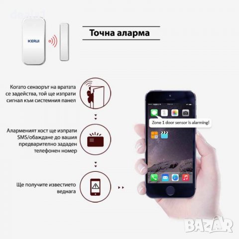 KERUI D025 433MHz Безжичен магнитен сензор за прозорци и врати, снимка 4 - Друга електроника - 37215621