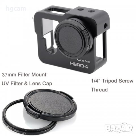 Рамка за GoPro Hero 4, UV филтър, Адаптер 37mm, Алуминий, Черен, снимка 3 - Чанти, стативи, аксесоари - 27867922