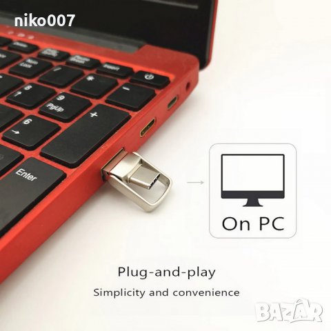 USB 2.0 флаш памет 64GB-флашка 2В1 TYPE C-USB Flash Drive , снимка 3 - USB Flash памети - 36646603