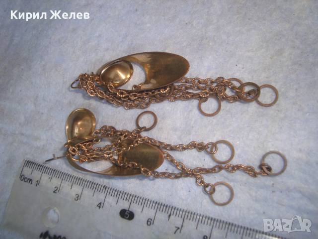 КРАСИВИ ЗЛАТИСТИ МЕСИНГОВИ ВИНТИДЖ ОБЕЦИ РЪЧНА АРТ ИЗРАБОТКА с ФАСЕТ КРИСТАЛИ 4186, снимка 11 - Обеци - 36524959