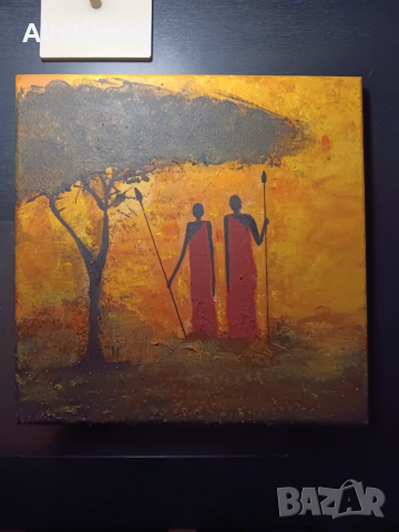 Картина, африкански мотив, акрил, снимка 2 - Картини - 53115801