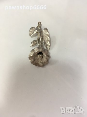 Брошка цвете от сребро и бронз, снимка 4 - Други - 33541582