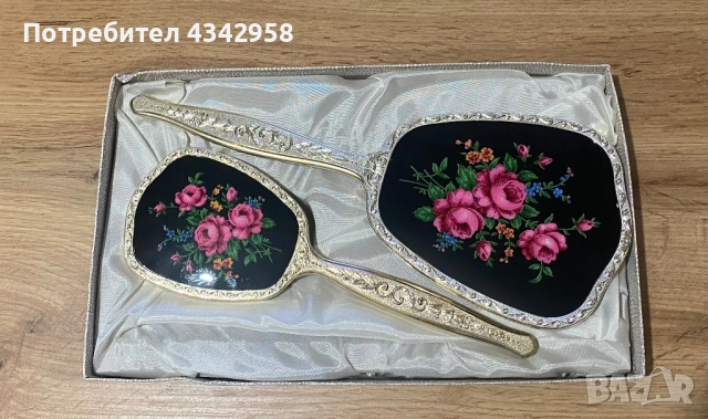 Винтидж комплект от огледало и четка за коса.Англия.1950-те, снимка 1