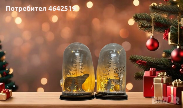 Коледна магия под стъклен купол - LED декорация, снимка 5 - Декорация за дома - 52336821