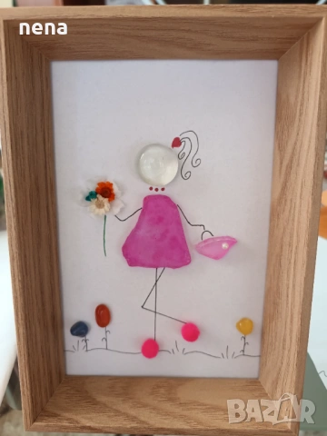 Пана от мидички, камъчета, стъкълца и други материали, снимка 8 - Декорация за дома - 51194812