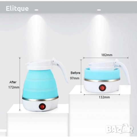 Сгъваема електрическа кана за пътуване. Преносима кана 0.6 литра, снимка 14 - Кани - 52744913