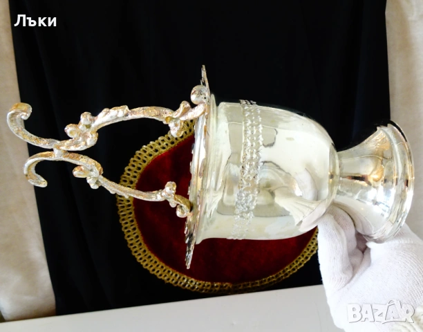 Посребрена медна захарница,поставка за лъжички JOHN'S. , снимка 6 - Антикварни и старинни предмети - 53404526