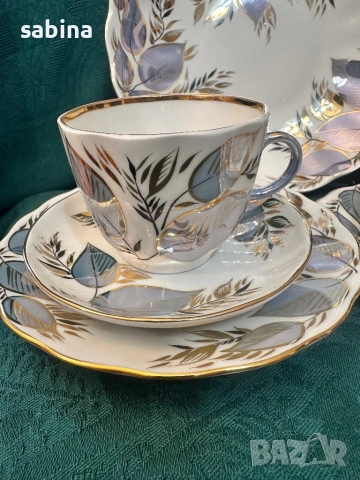 Руски порцелан-Тройни сетове за кафе „Лунен“ /Лунный/, произведен от ЛФЗ  „Ломоносов, снимка 2 - Сервизи - 53573128