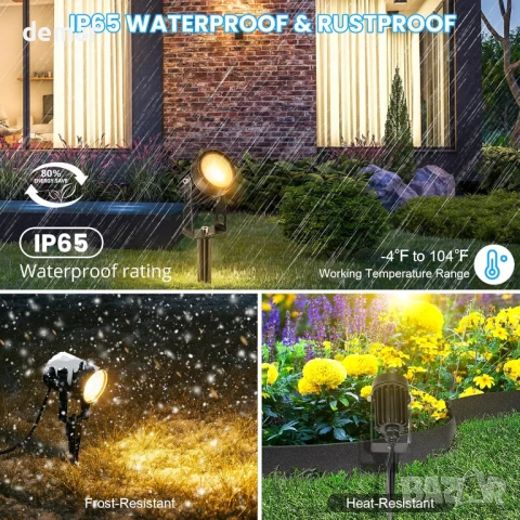 LightingWill Комплект 6 броя градински LED прожектори с таймер и фотоклетка, 3W 3000K, IP65, снимка 7 - Лед осветление - 51258568