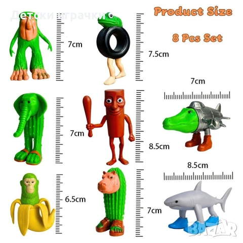 Фигурки Brainrot, 8 броя, с Тралалеро Тралала, Тунг Тунг, 3D, тик ток, снимка 4 - Фигурки - 53039726